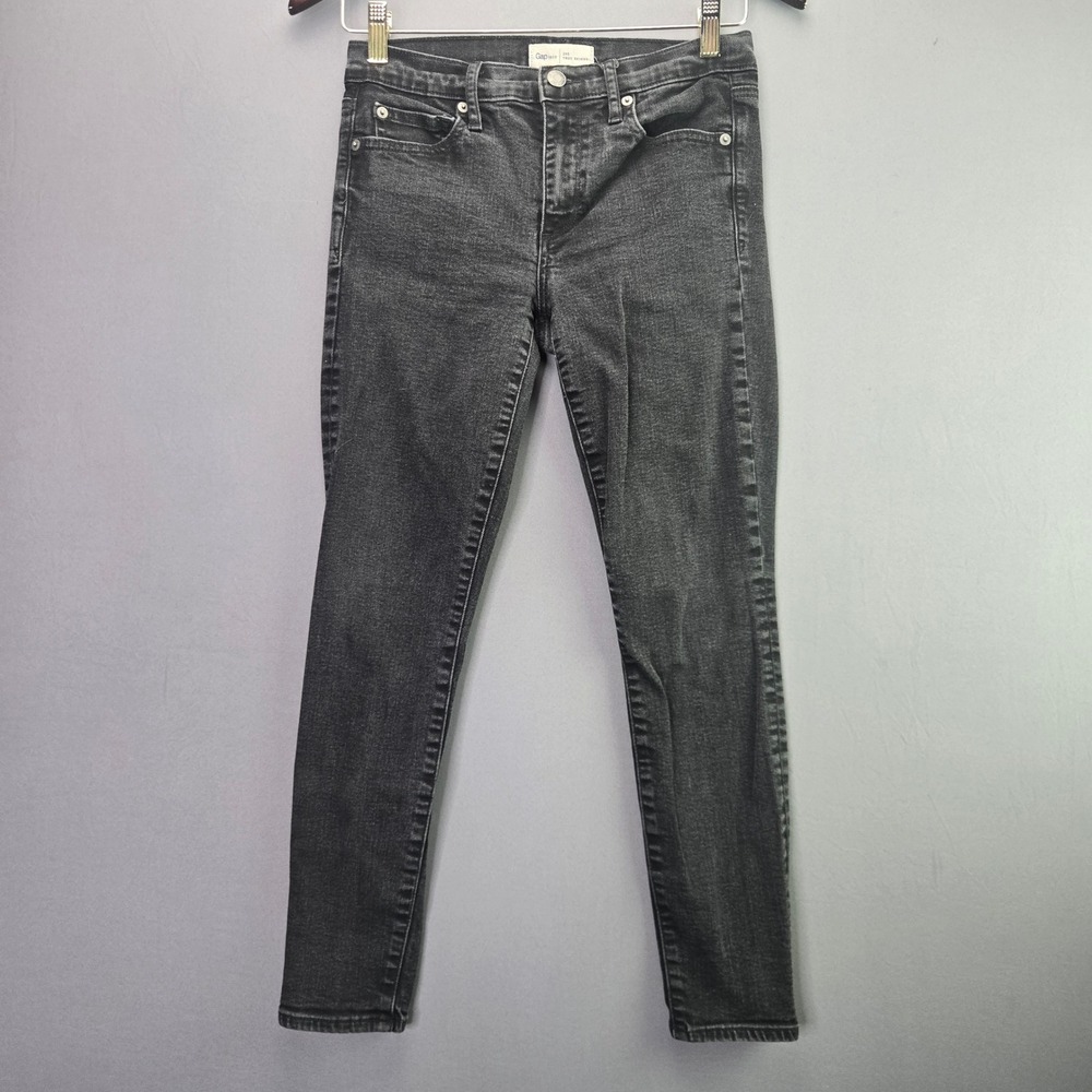 Gap Jeans True Skinny 28 Short Black Washed Denim 1969 Stretch Slim Fit Pants